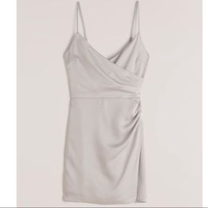 Abercrombie Satin Wrapped Dress (Light Grey) Size Small